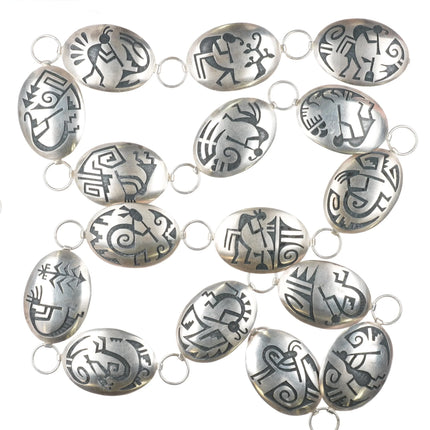 Manuel Hoyungowa Hopi overlay link concho belt w/ Kokopelli's sterling silver