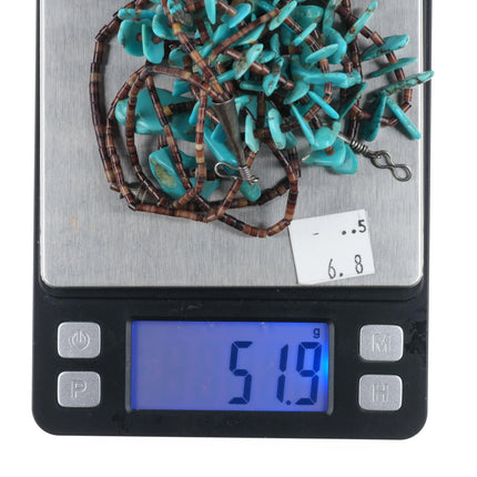 2 Vintage Santo Domingo sterling silver mounted shell/turquoise heishi necklaces - Estate Fresh Austin