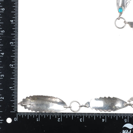 42"Chester Nez Navajo feather sterling silver link concho belt turquoise hatband - Estate Fresh Austin