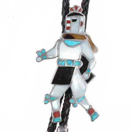 c1960 c-31 Vintage sterling silver Zuni Kachina dancer bolo tie shell/turquoise - Estate Fresh Austin