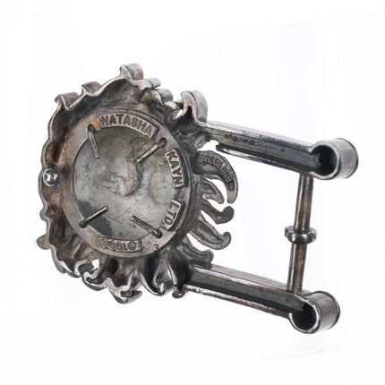 Natasha Kayn Retro Sterling silver sunface belt buckle smiling sun - Estate Fresh Austin