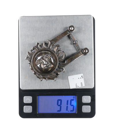 Natasha Kayn Retro Sterling silver sunface belt buckle smiling sun - Estate Fresh Austin