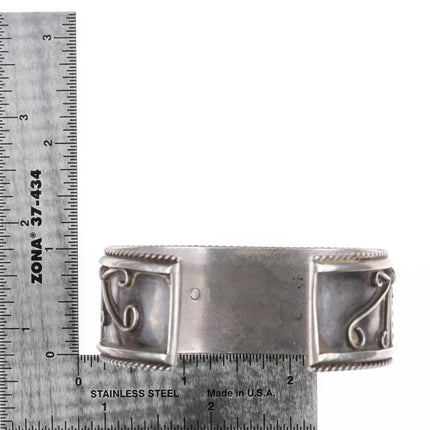 6.75" Luciano Chavez Santo Domingo Heishi cuff bracelet sterling silver - Estate Fresh Austin