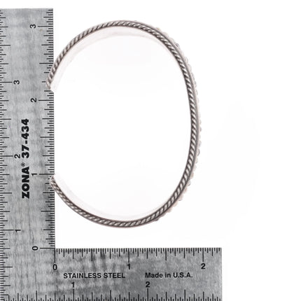 6.75" Luciano Chavez Santo Domingo Heishi cuff bracelet sterling silver - Estate Fresh Austin