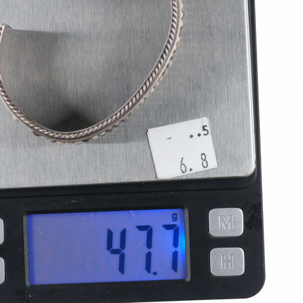 6.75" Luciano Chavez Santo Domingo Heishi cuff bracelet sterling silver - Estate Fresh Austin