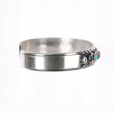 6.25" MJ Navajo sterling silver multi-stone row cuff bracelet stacker - Estate Fresh Austin