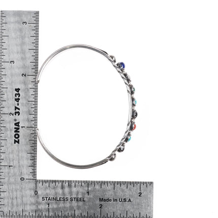 6.25" MJ Navajo sterling silver multi-stone row cuff bracelet stacker - Estate Fresh Austin