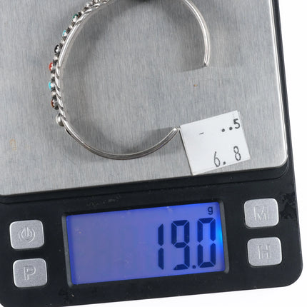 6.25" MJ Navajo sterling silver multi-stone row cuff bracelet stacker - Estate Fresh Austin