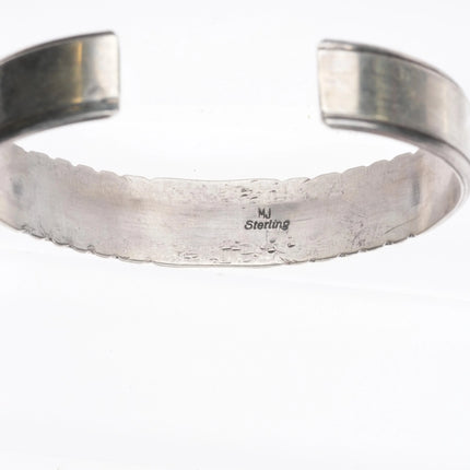 6.25" MJ Navajo sterling silver multi-stone row cuff bracelet stacker - Estate Fresh Austin