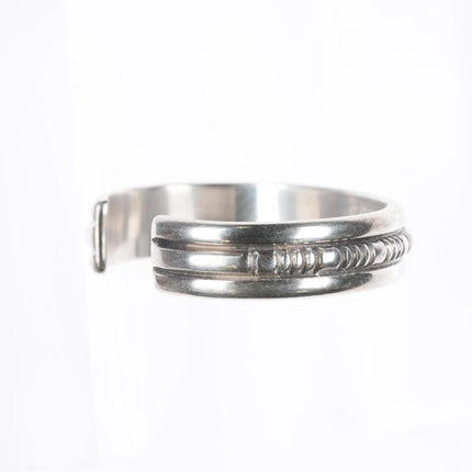 5.5" Mitchell Calabaza Santo Domingo sterling silver cuff bracelet chisel center - Estate Fresh Austin