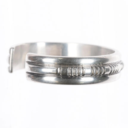 5.5" Mitchell Calabaza Santo Domingo sterling silver cuff bracelet chisel center - Estate Fresh Austin