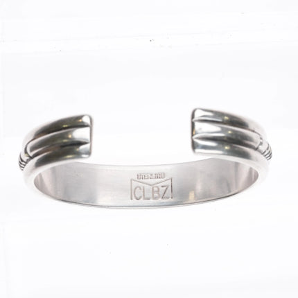 5.5" Mitchell Calabaza Santo Domingo sterling silver cuff bracelet chisel center - Estate Fresh Austin