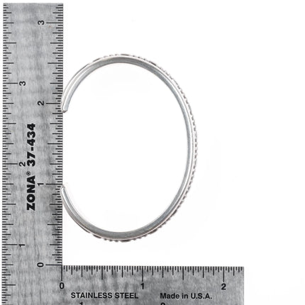 5.5" Mitchell Calabaza Santo Domingo sterling silver cuff bracelet chisel center - Estate Fresh Austin