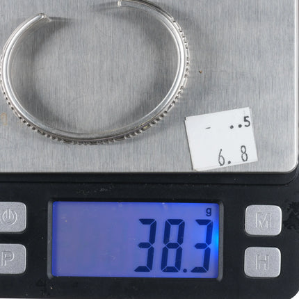 5.5" Mitchell Calabaza Santo Domingo sterling silver cuff bracelet chisel center - Estate Fresh Austin