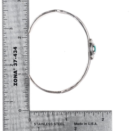 6" 30's-40's Navajo sterling silver hand stamped cuff bracelet center turquoise - Estate Fresh Austin