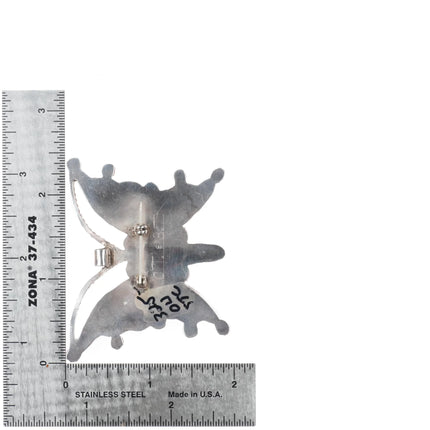 Vintage CT ST Zuni Sterling silver channel inlay butterfly pendant/pin