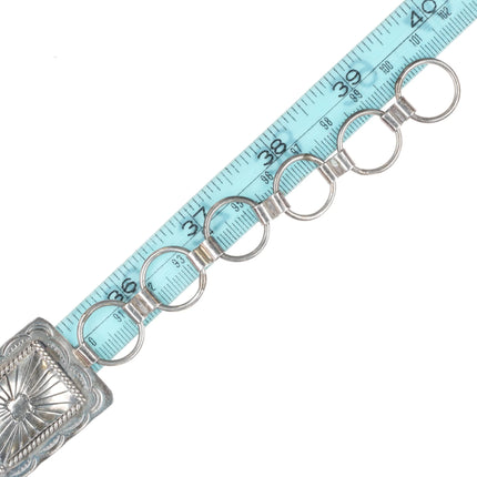 Benson Yazzie Navajo stamped Sterling silver square link concho belt