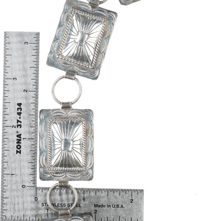 Benson Yazzie Navajo stamped Sterling silver square link concho belt