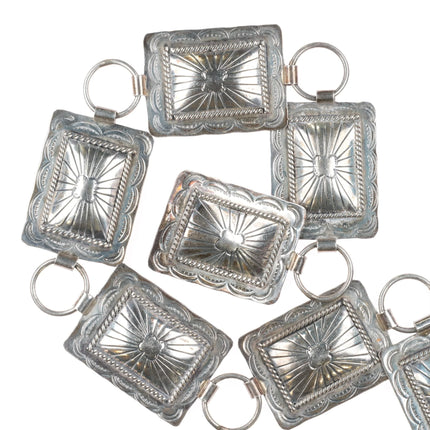 Benson Yazzie Navajo stamped Sterling silver square link concho belt