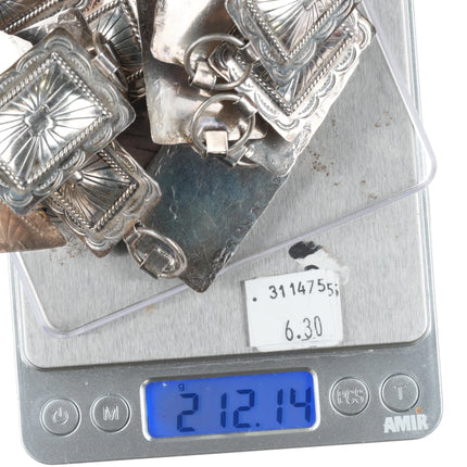 Benson Yazzie Navajo stamped Sterling silver square link concho belt