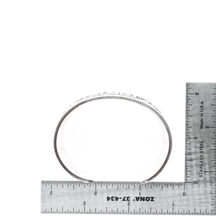 6.25" James Selina Hopi Overlay corn/kachina theme sterling silver cuff bracelet