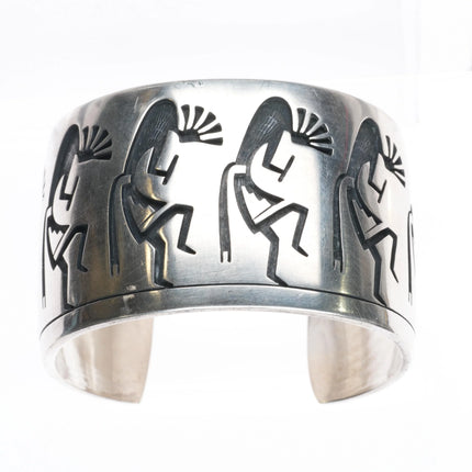 6" Steven Pooyouma Kuyvaya Hopi Overlay Kokopelli cuff bracelet  sterling silver