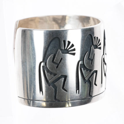 6" Steven Pooyouma Kuyvaya Hopi Overlay Kokopelli cuff bracelet  sterling silver
