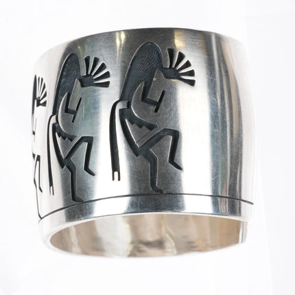 6" Steven Pooyouma Kuyvaya Hopi Overlay Kokopelli cuff bracelet  sterling silver