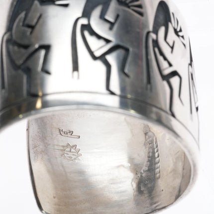 6" Steven Pooyouma Kuyvaya Hopi Overlay Kokopelli cuff bracelet  sterling silver