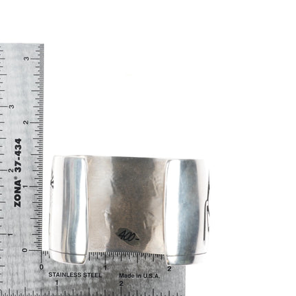 6" Steven Pooyouma Kuyvaya Hopi Overlay Kokopelli cuff bracelet  sterling silver