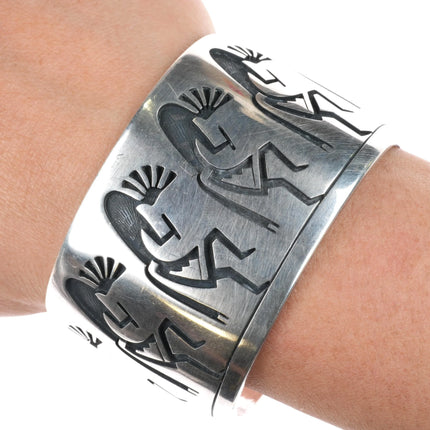 6" Steven Pooyouma Kuyvaya Hopi Overlay Kokopelli cuff bracelet  sterling silver