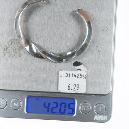 6" Randy Hoskie Navajo twisted sterling silver carinated cuff bracelet