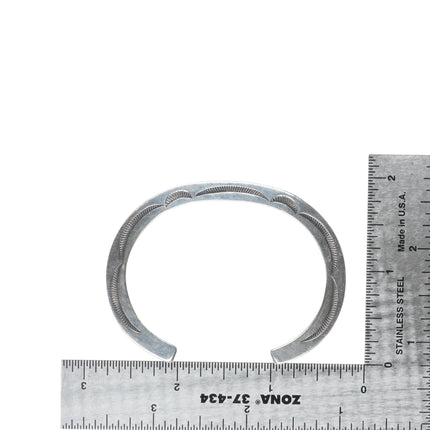 6" Orville Tsinnie Navajo hand stamped sterling silver stacker cuff bracelet