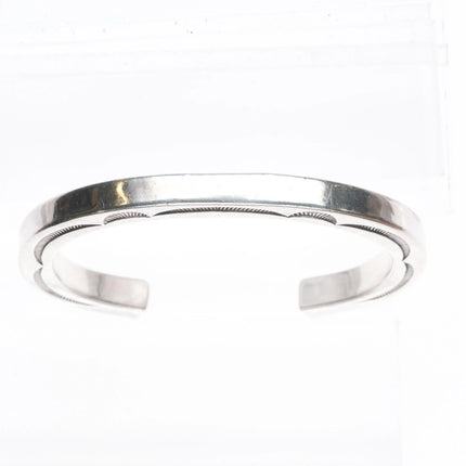 6" Orville Tsinnie Navajo hand stamped sterling silver stacker cuff bracelet