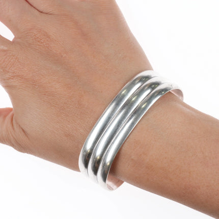 6.75" Vintage Navajo 3 ring sterling silver stacker cuff bracelet