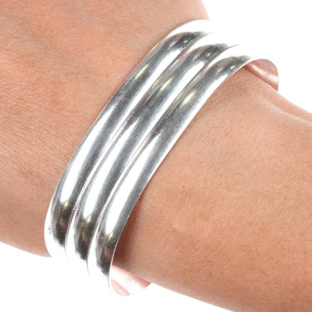 6.75" Vintage Navajo 3 ring sterling silver stacker cuff bracelet