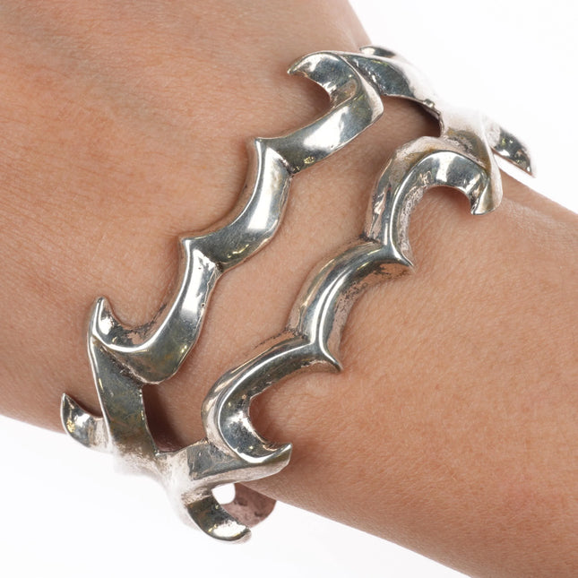 6.3" Vintage Navajo sandcast sterling silver cuff bracelet