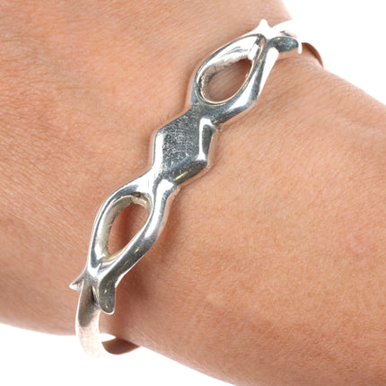6.25" N Tso Navajo sterling silver sandcast cuff bracelet