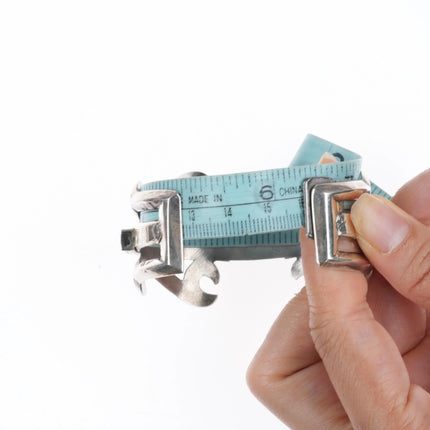 6.25" Lester Ortiz Navajo sterling silver turquoise inlay watch cuff bracelet