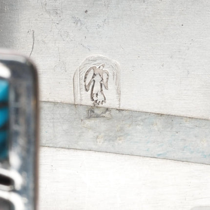 6.75" Vintage Navajo sterling silver spiderweb turquoise watch cuff bracelet