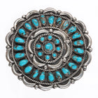 Large c1960 Zuni Sterling silver high grade turquoise cluster pin brooch - Estate Fresh Austin