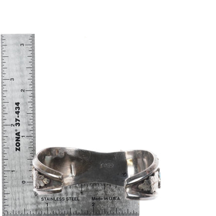 6.25" Gilbert Ortega Navajo sterling silver-turquoise, coral watch cuff bracelet - Estate Fresh Austin