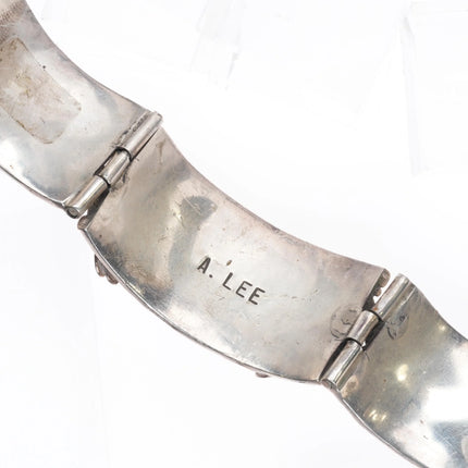 6" Angela Lee Navajo sterling silver, coral, turquoise flexible watch bracelet - Estate Fresh Austin