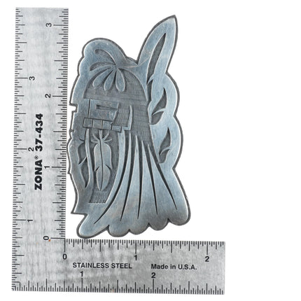 Ramon Dalangyawma Hopi overlay large kachina figure pendant sterling silver