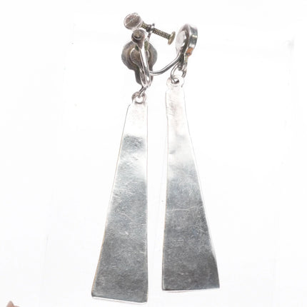 Long c1940's Zuni channel inlay screw back earrings sterling silver/turquoise