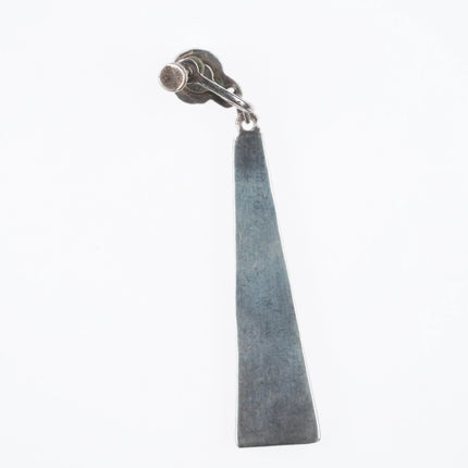 Long c1940's Zuni channel inlay screw back earrings sterling silver/turquoise