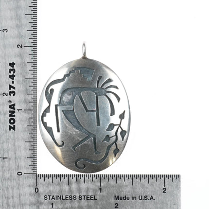 Troy Hoyungwa Hopi Overlay pendant sterling silver Kokopelli flute player
