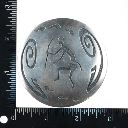 Large Vintage Hopi-Hopicrafts Overlay hunter pendant sterling silver