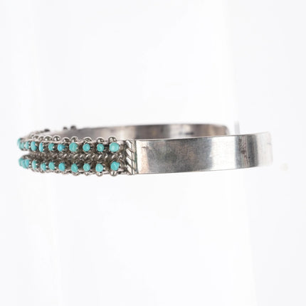 6" P Dishta Zuni Snake Eye turquoise double row cuff bracelet sterling silver