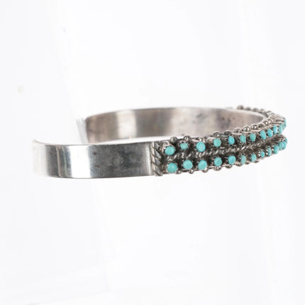 6" P Dishta Zuni Snake Eye turquoise double row cuff bracelet sterling silver